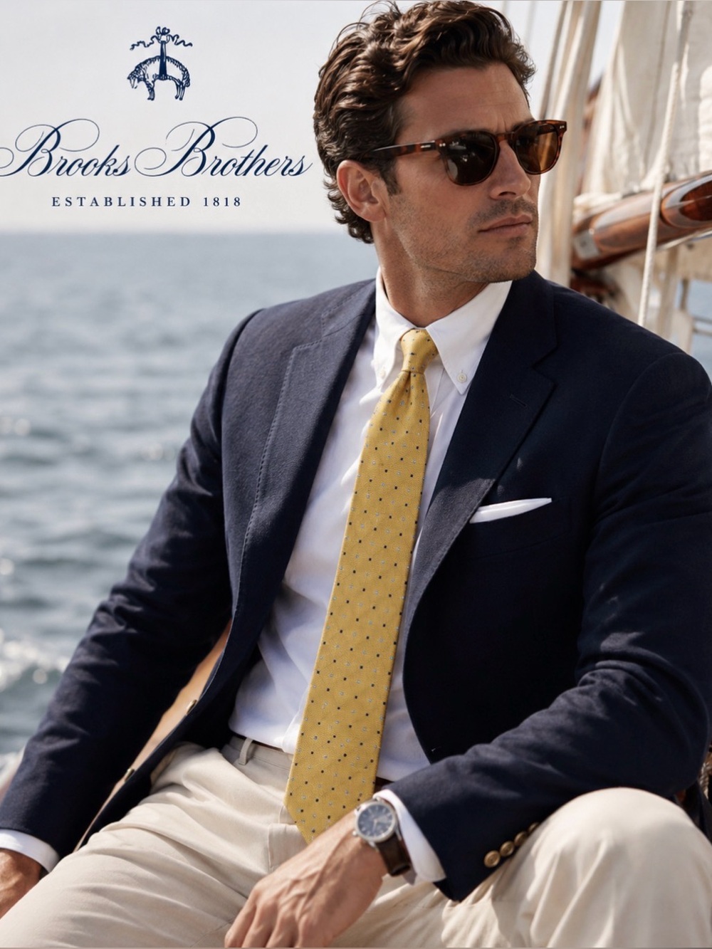 Brooks Brothers Silk Tie - Aureate Yellow with Scattered Geometric Motif